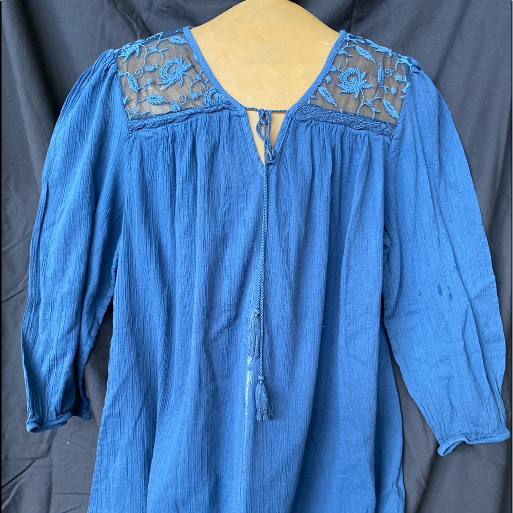 New Chaps Lace Accented Blouse 1X